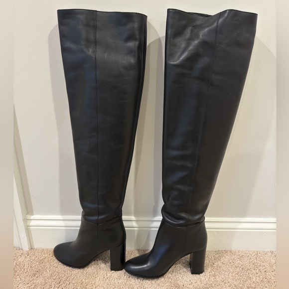 NWT Maje Over The Knee Fold Leather Boots Black - Picture 6 of 8